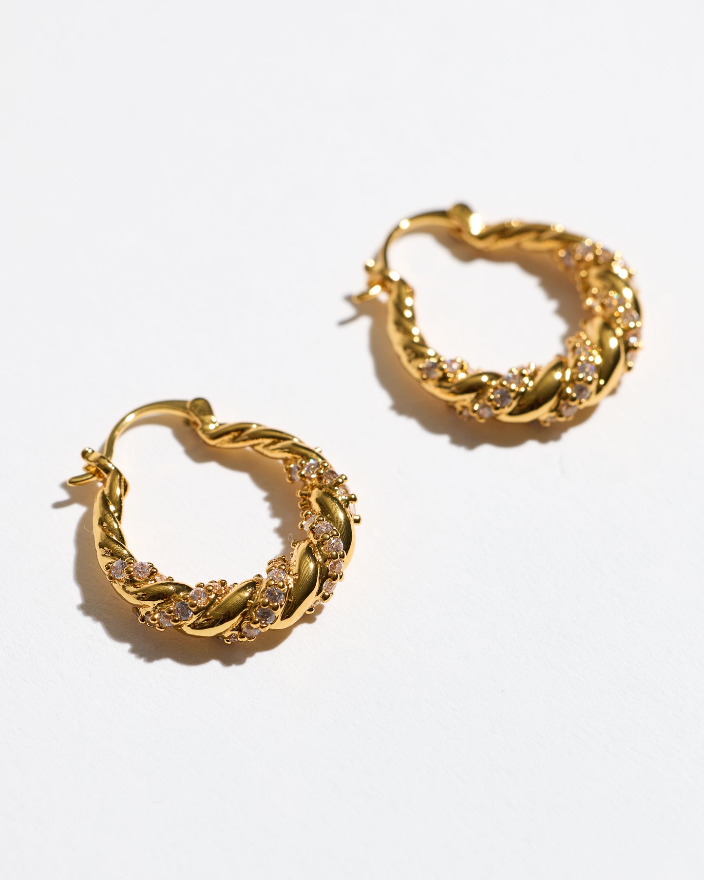 Gold and Diamond Entwined Hoops