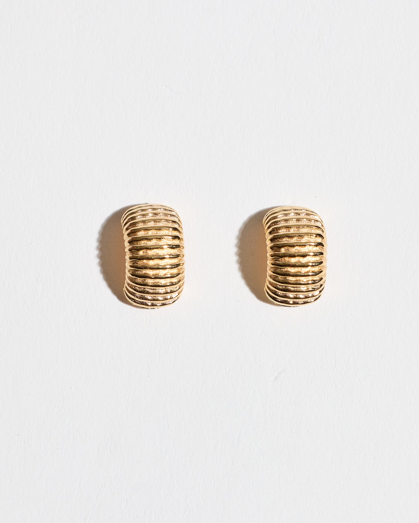 Ribbed Barrel Hoop Earrings