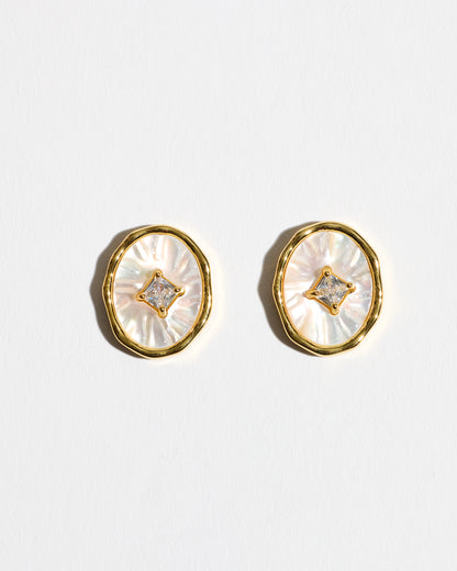 Mother-of-Pearl Diamond Clip-on Earrings