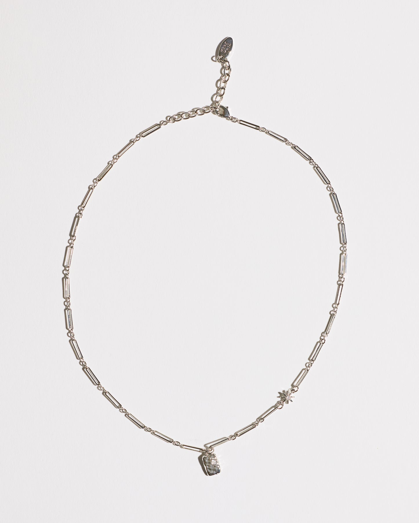 Silver Tag on Chain Necklace