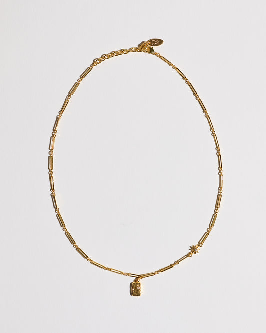 Gold Tag on Chain Necklace