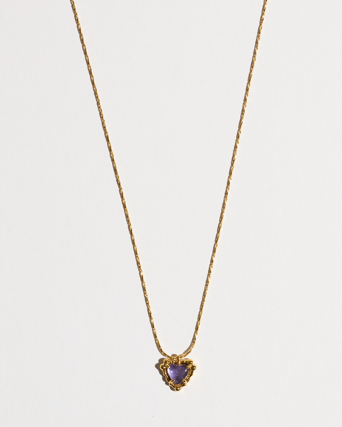 Amethyst Heart with Gold Frame Necklace