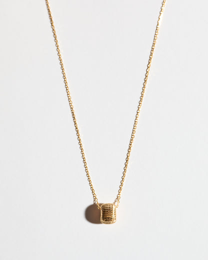 Gold Ribbed Barrel Necklace