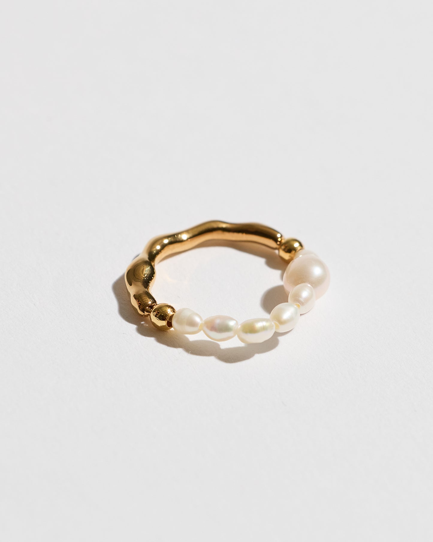 Two-Tone Pearl and Gold Bubble Ring