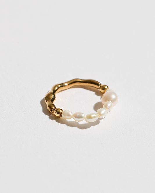 Two-Tone Pearl and Gold Bubble Ring