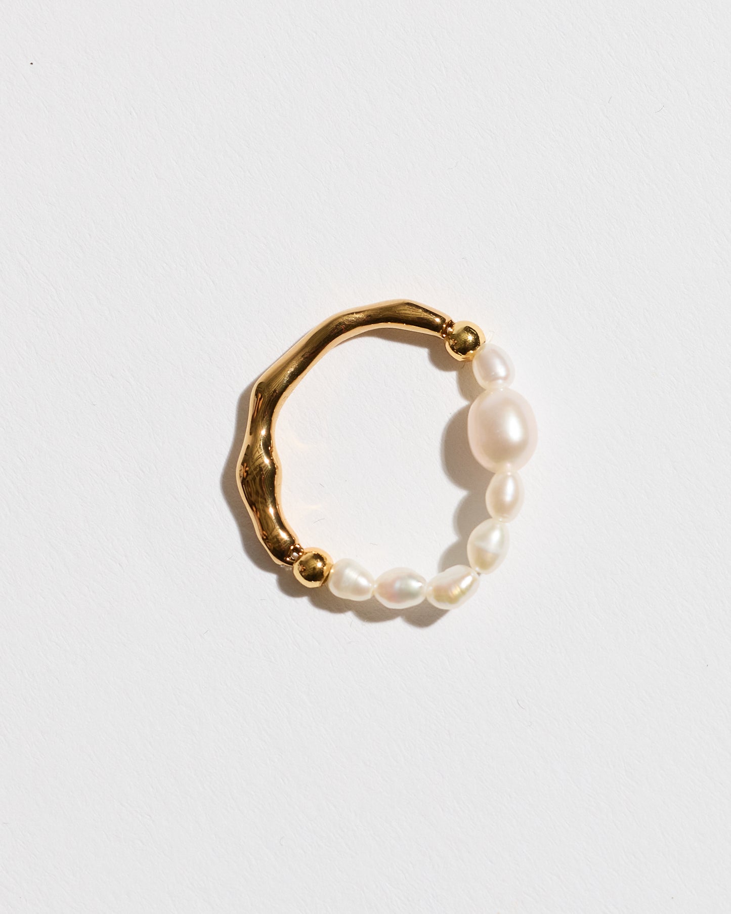 Two-Tone Pearl and Gold Bubble Ring