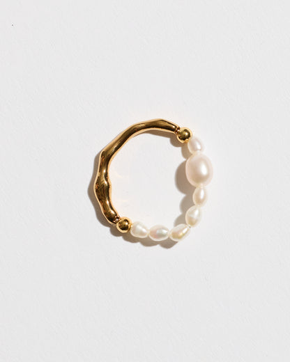 Two-Tone Pearl and Gold Bubble Ring