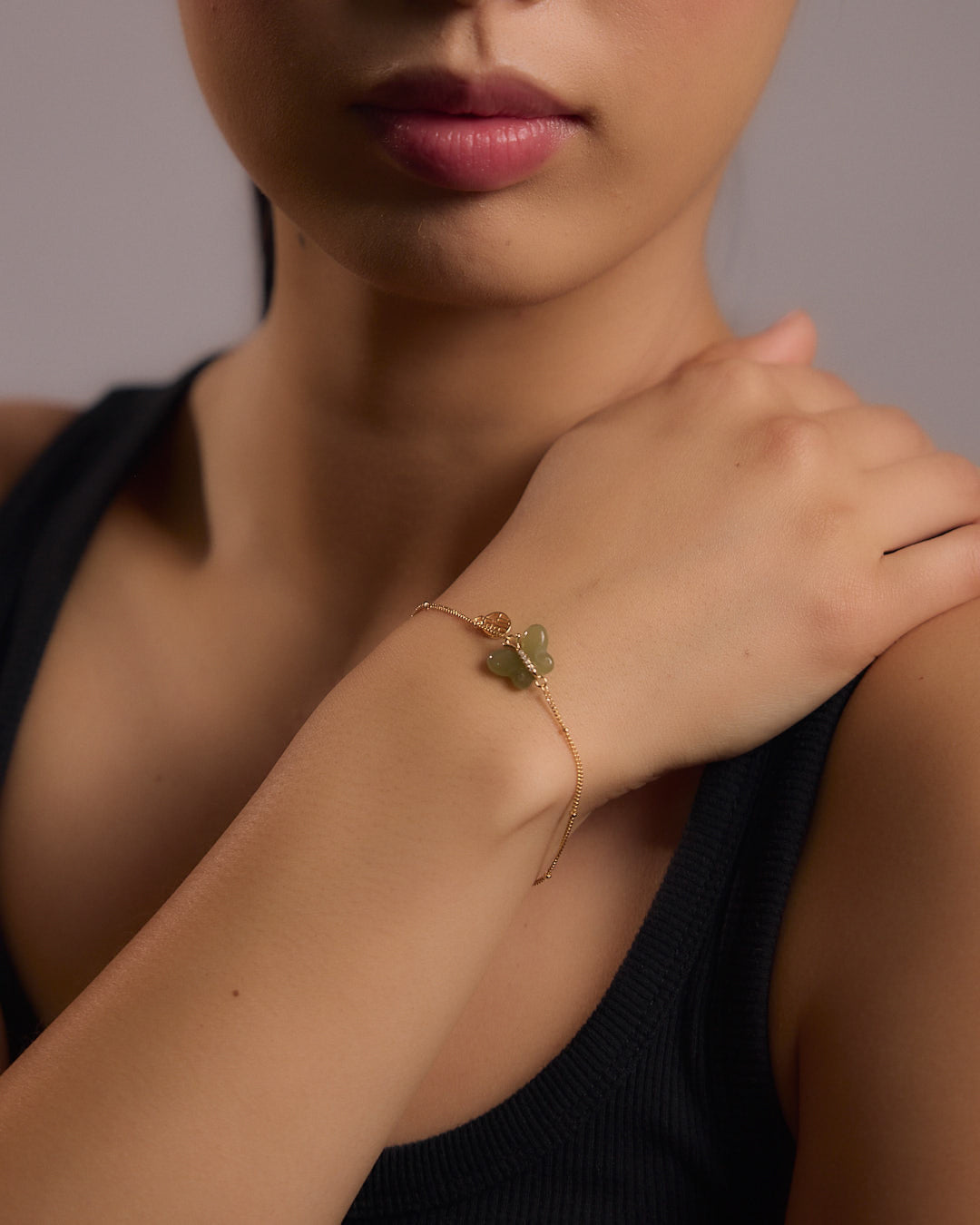 Beaded Jade Butterfly Bracelet