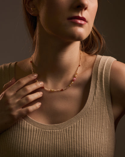 Strawberry Cloud Beaded Necklace