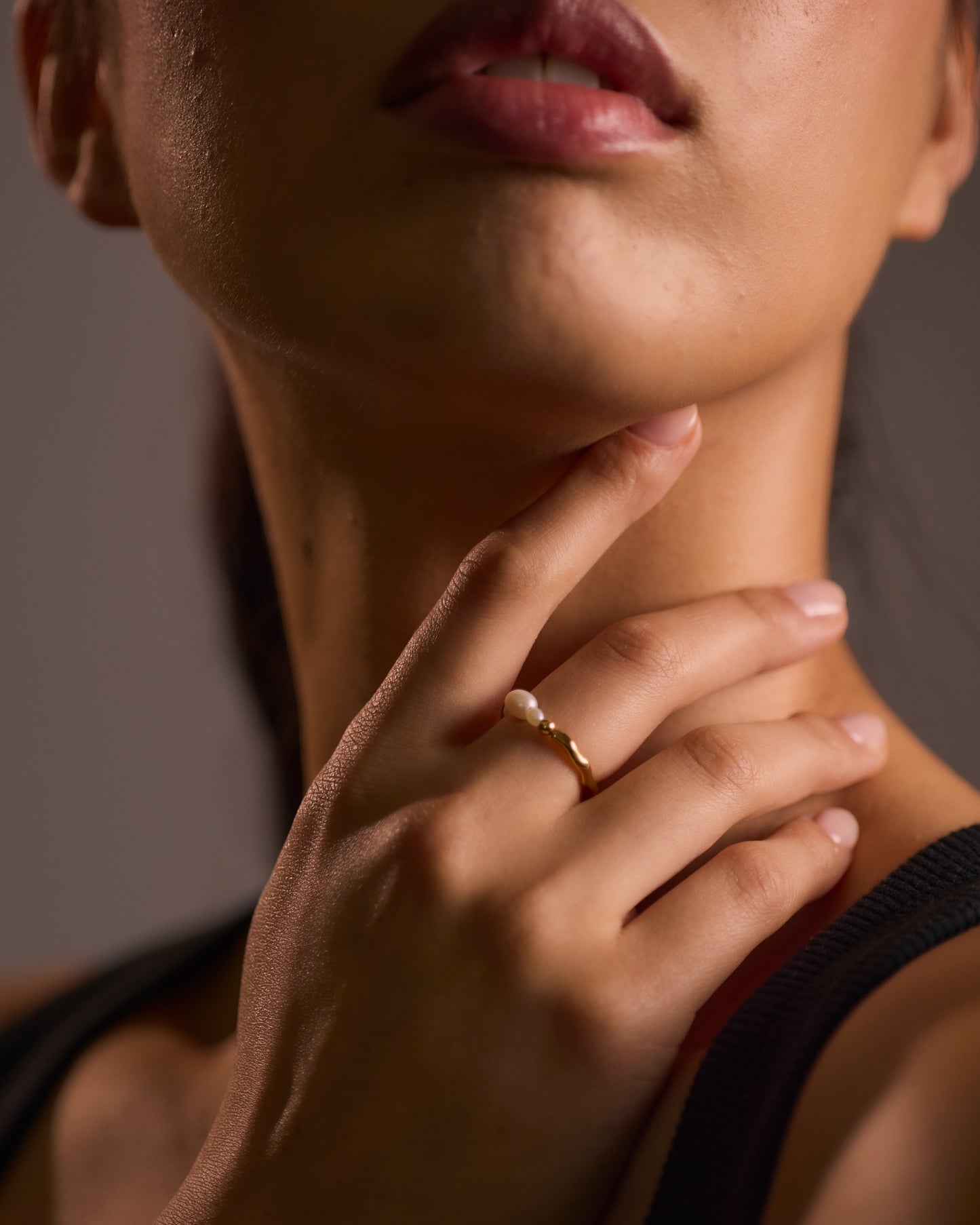 Two-Tone Pearl and Gold Bubble Ring