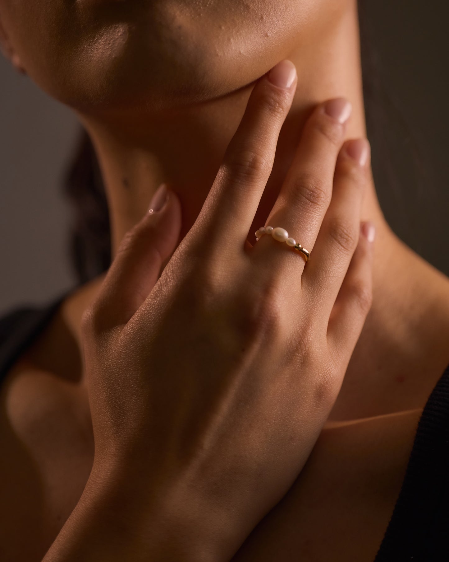 Two-Tone Pearl and Gold Bubble Ring