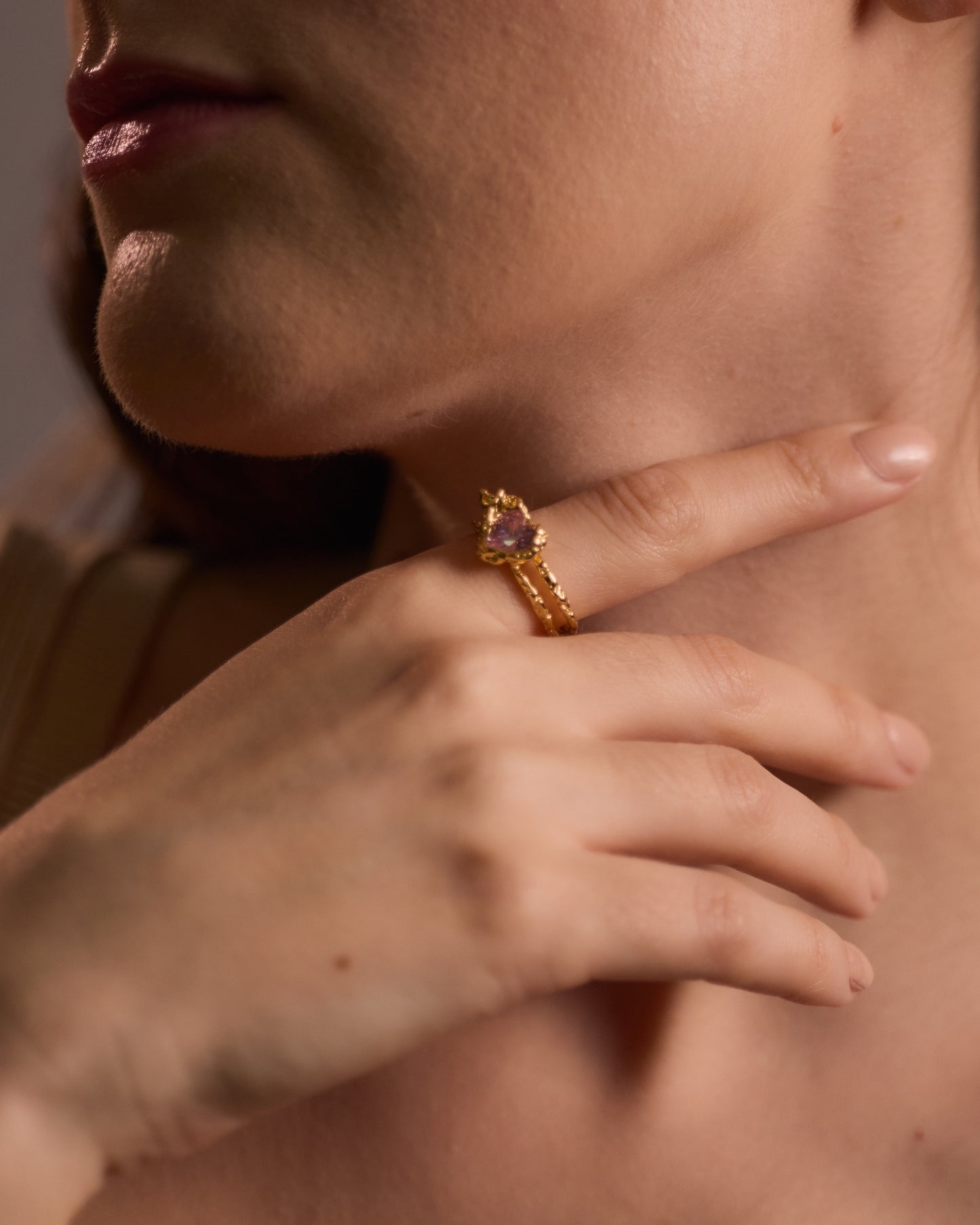 Rose Quartz Heart Ring