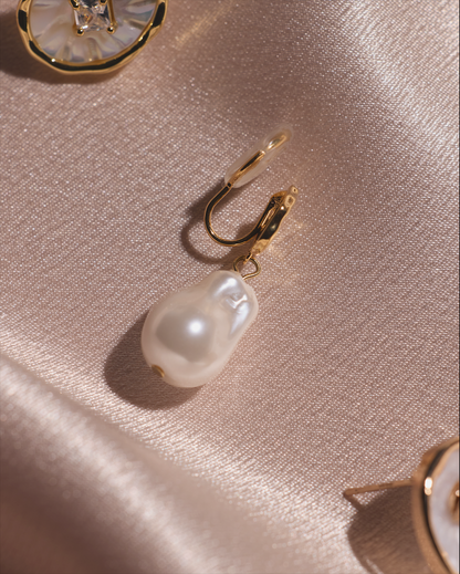 Pearl Teardrop Clip-on Earrings