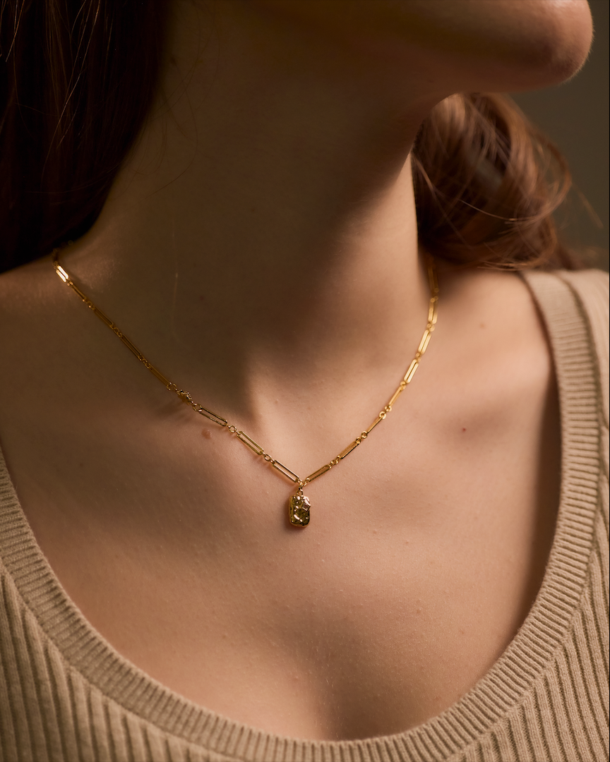 Gold Tag on Chain Necklace